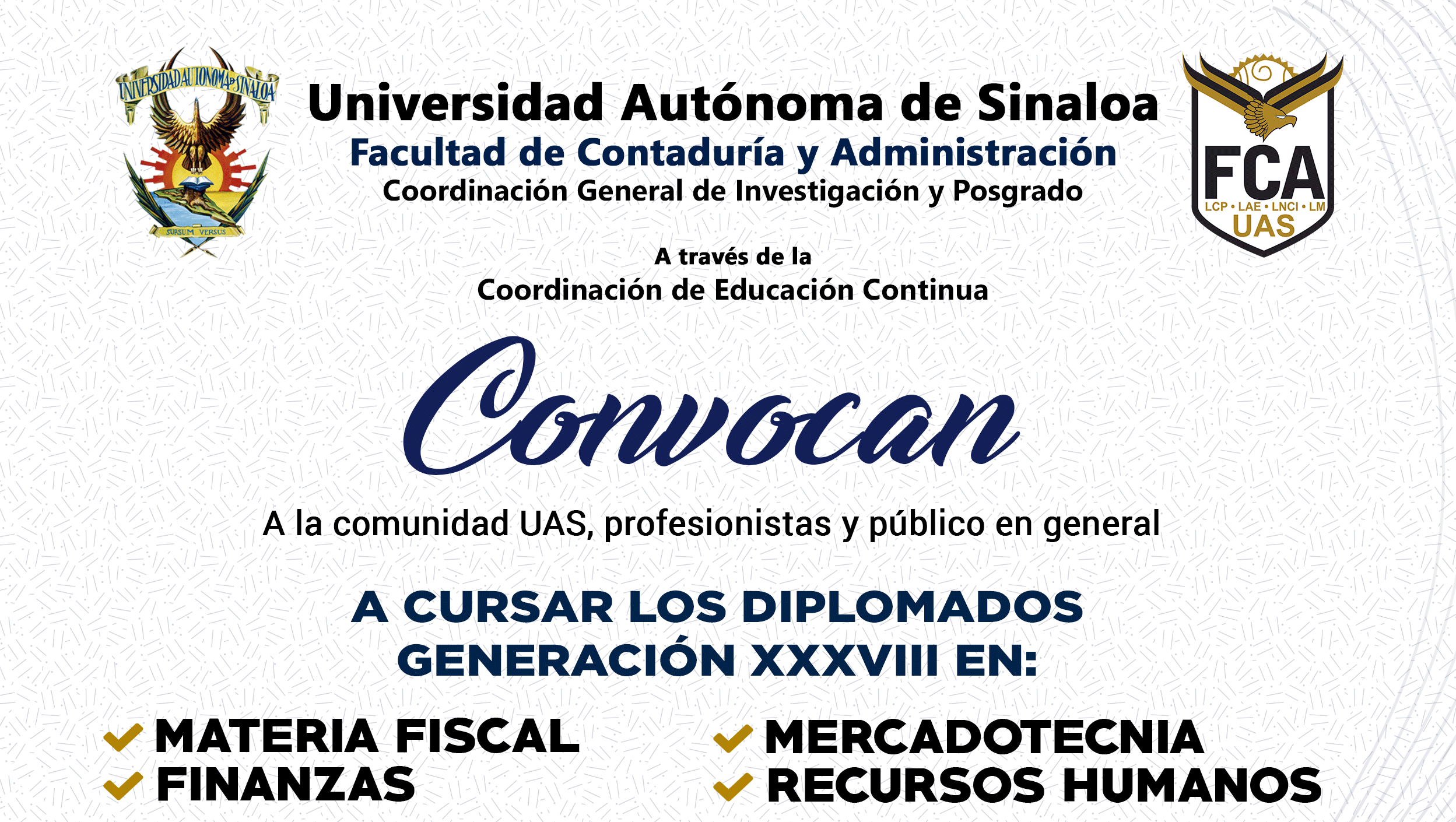 Convocatoria Diplomados XXXVIII