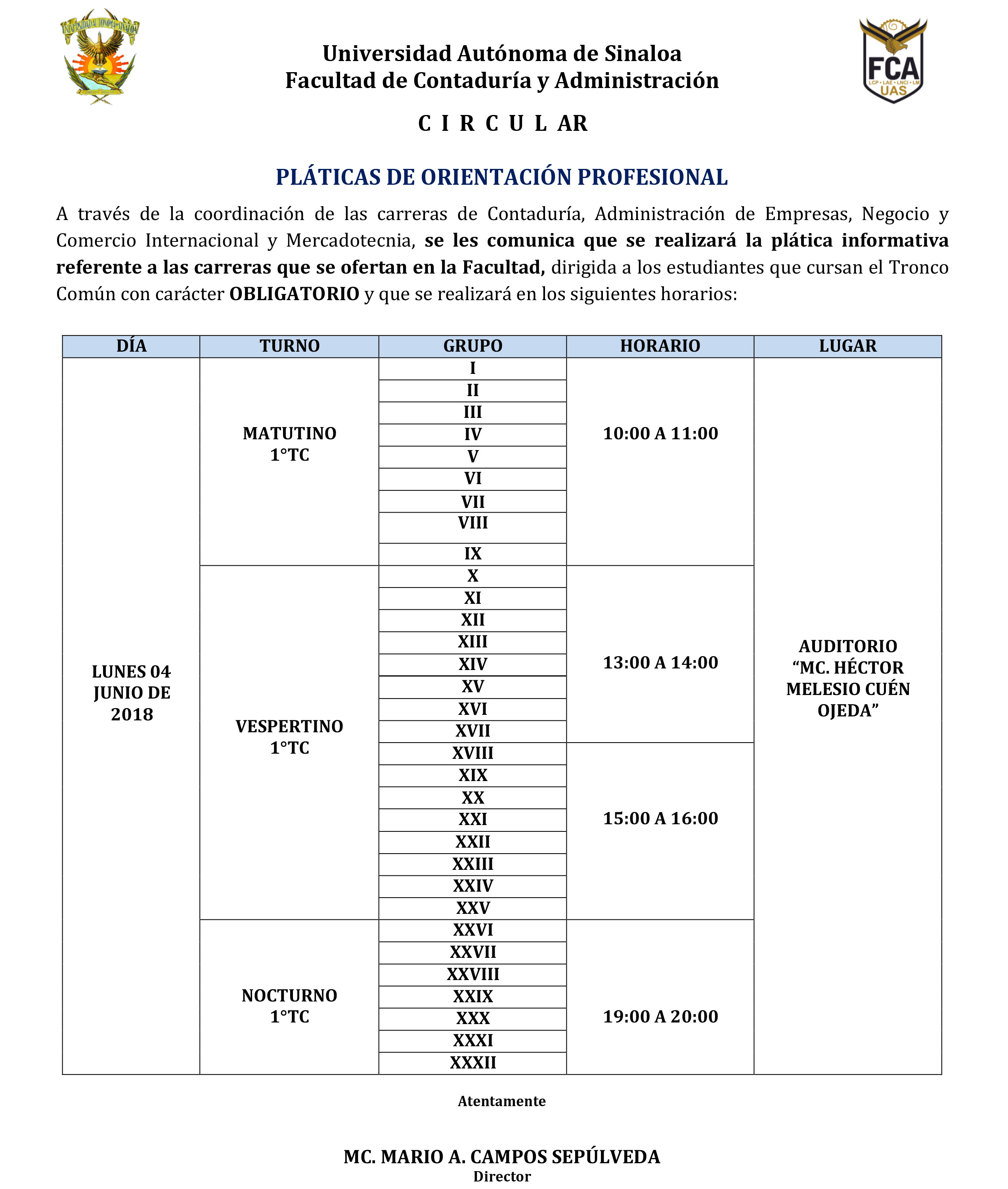 CIRCULAR PLÁTICAS DE ORIENTACIÓN PROFESIONAL 2018 OK