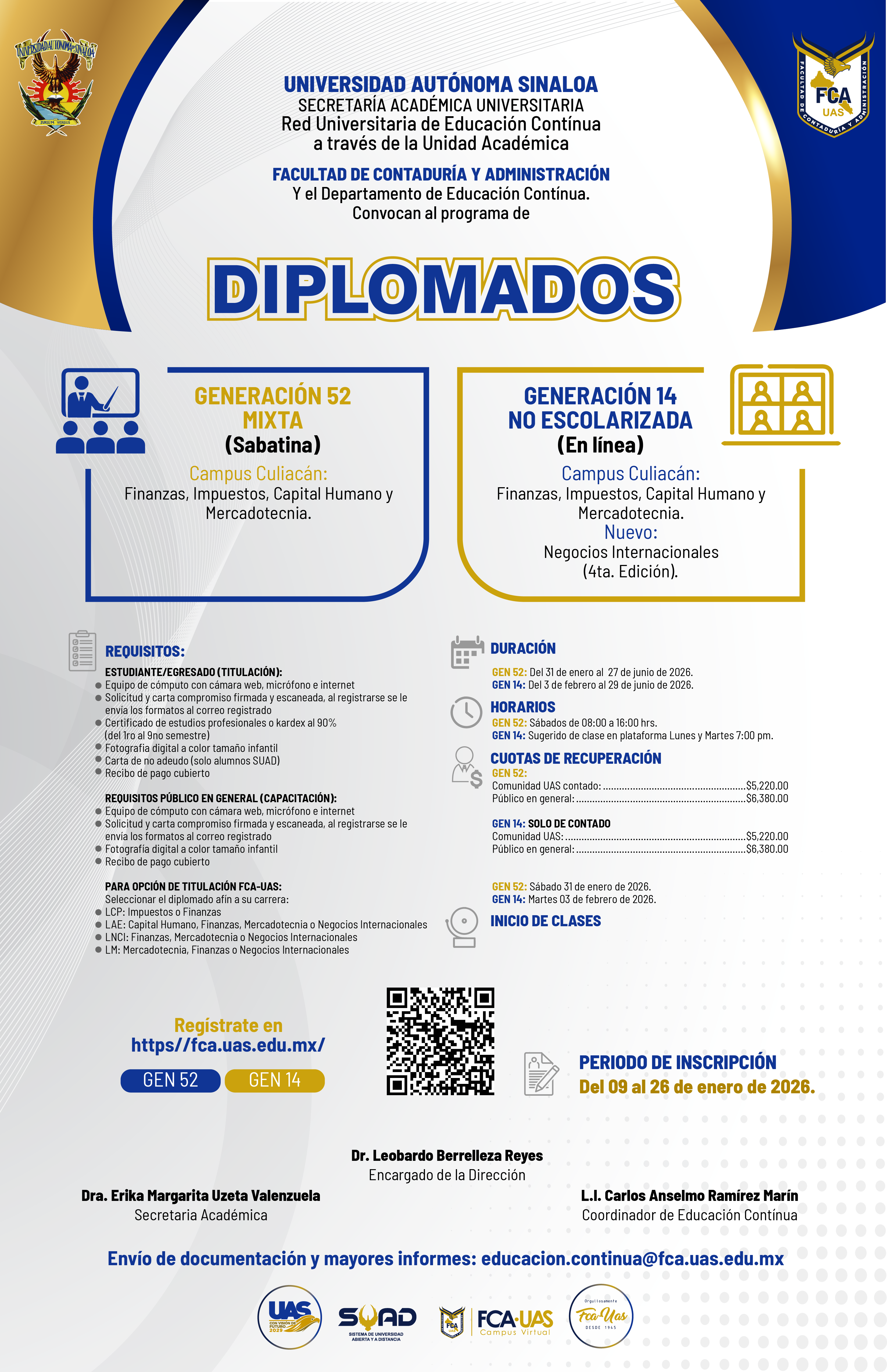 Diplomados 2026 Gen 52 y 14 en linea